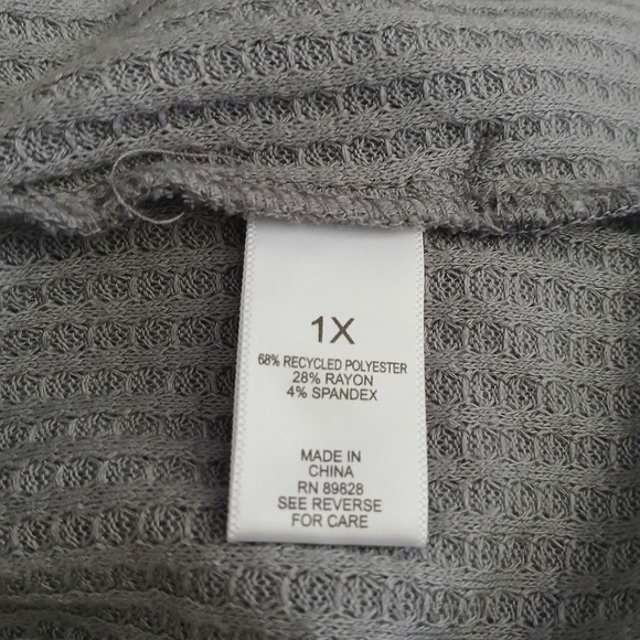Logo Lori Goldstein Womens Waffle Knit Long Sleeve Top Size 1X Color Grey - Picture 7 of 9